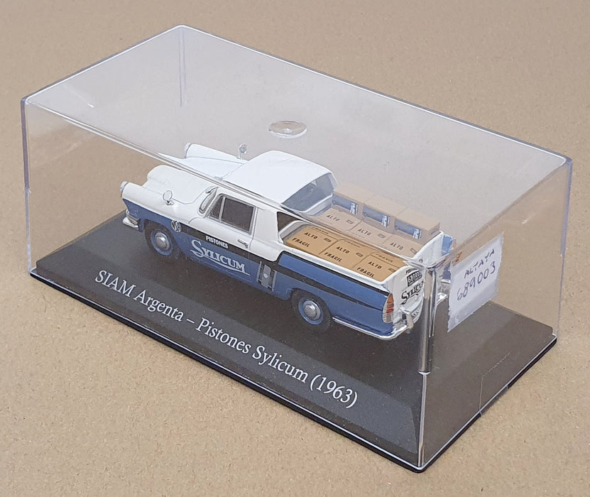 Altaya 1/43 Scale 689003 - 1963 Siam Argenta Pick Up Pistones Sylicum White/Blue
