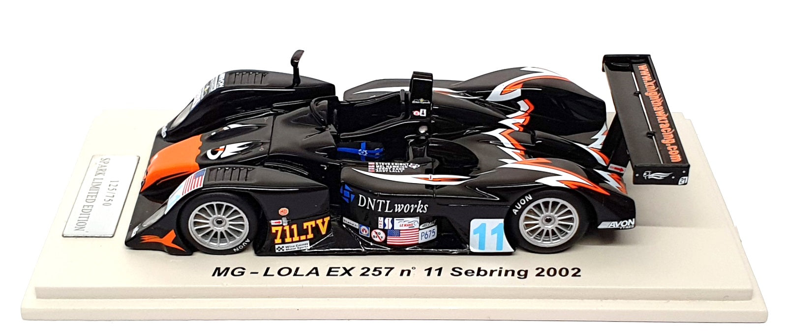 Spark Model 1/43 Scale SCMG04 - MG LOLA EX 257 #11 Sebring 2002 - Black