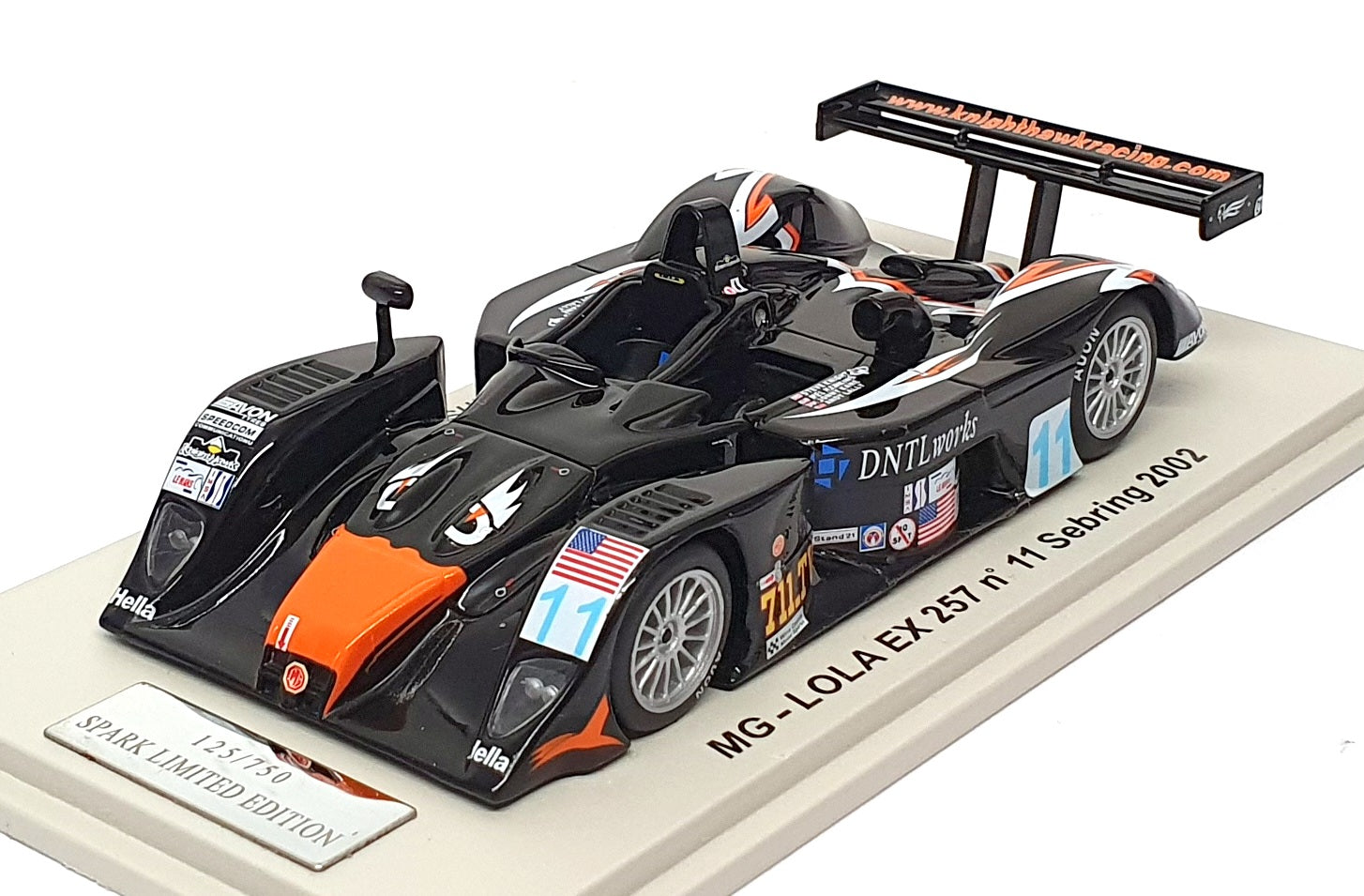 Spark Model 1/43 Scale SCMG04 - MG LOLA EX 257 #11 Sebring 2002 - Black