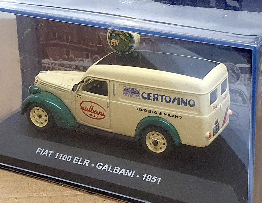 Eaglemoss 1/43 Scale ML04 - 1951 Fiat 1100 ELR Van Galbani - Cream/Green