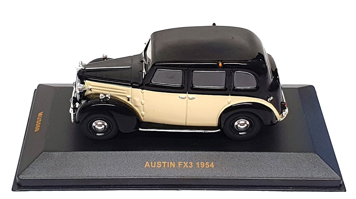 Ixo Models 1/43 Scale MUS060 - 1954 Austin FX3 Taxi - Black/Cream