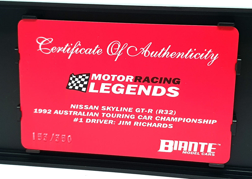Biante 1/43 Scale B43408B - Nissan Skyline #1 1992 Australian Touring Car C/Ship
