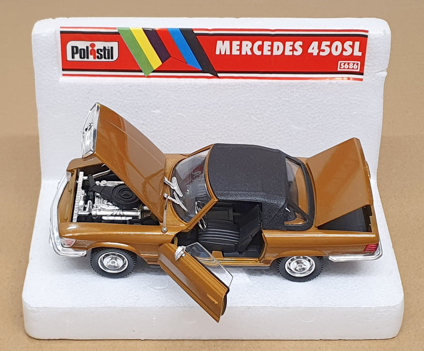 Polistil 1/25 Scale Diecast S686 - Mercedes Benz 450SL Spyder - Met. Brown