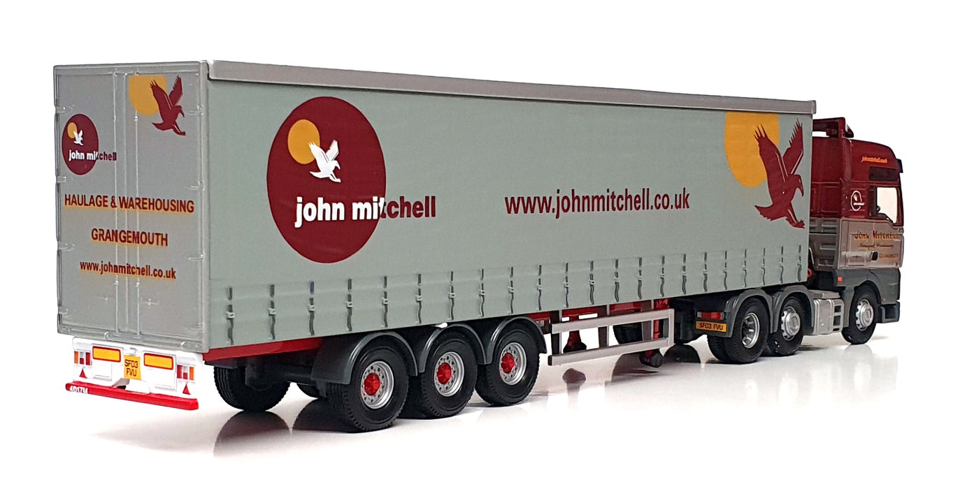 Corgi 1/50 Scale CC12001 - MAN Curtainside Truck John Mitchell - Maroon/Grey