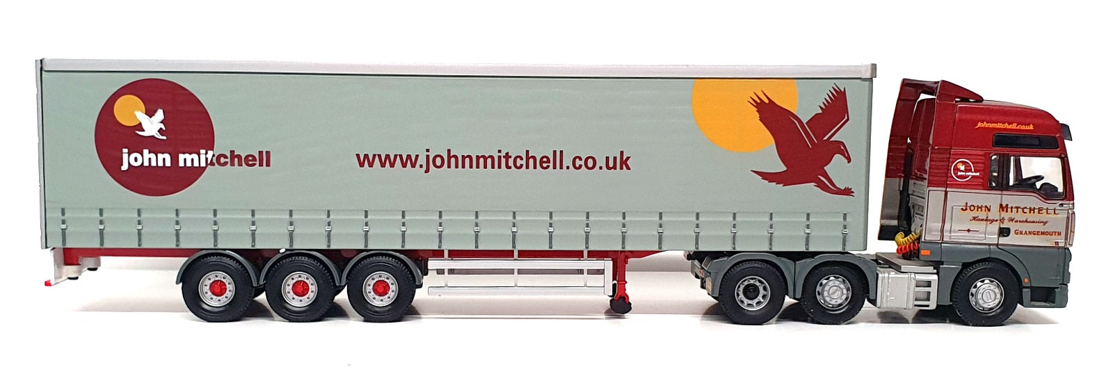 Corgi 1/50 Scale CC12001 - MAN Curtainside Truck John Mitchell - Maroon/Grey