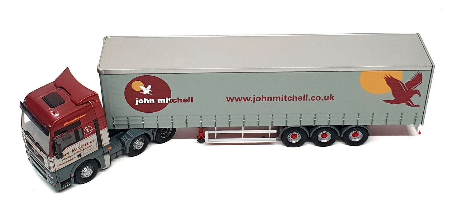 Corgi 1/50 Scale CC12001 - MAN Curtainside Truck John Mitchell - Maroon/Grey