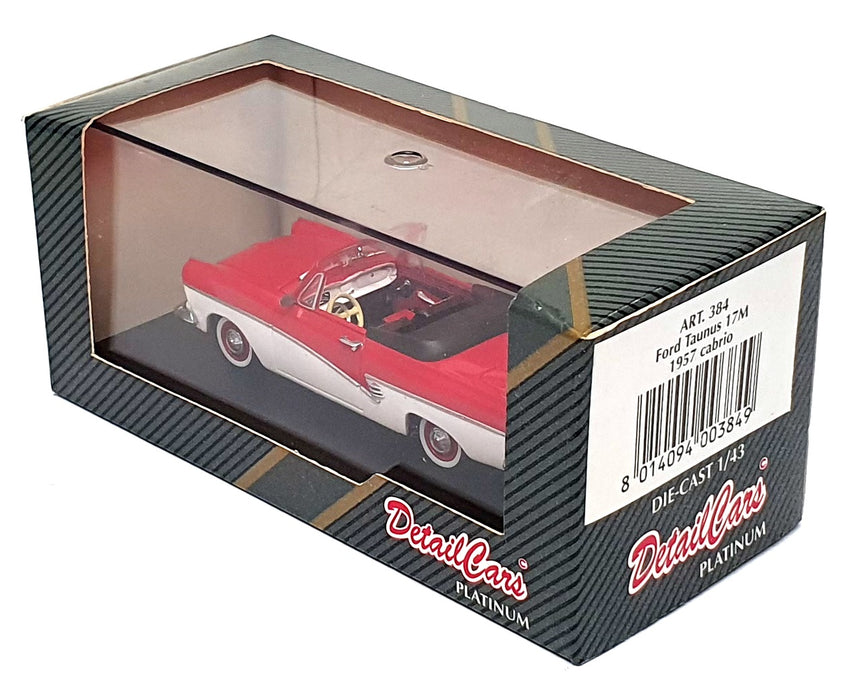 Detail Cars 1/43 Scale ART384 - 1957 Ford Taunus 17m Cabrio - Red/White