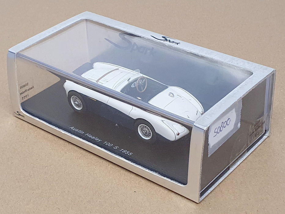 Spark Model 1/43 Scale Resin S0800 - 1955 Austin Healey 100 S - White/Blue
