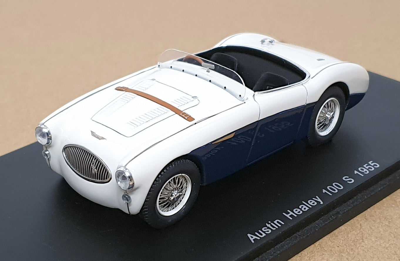 Spark Model 1/43 Scale Resin S0800 - 1955 Austin Healey 100 S - White/Blue