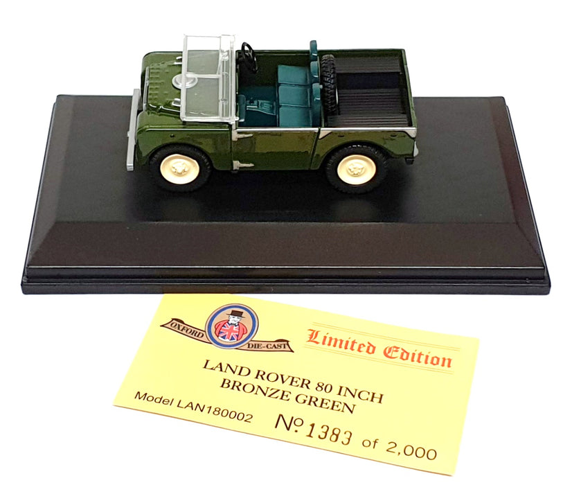 Oxford Diecast 1/43 Scale LAN180002 - Land Rover 80" Open Back - Bronze Green