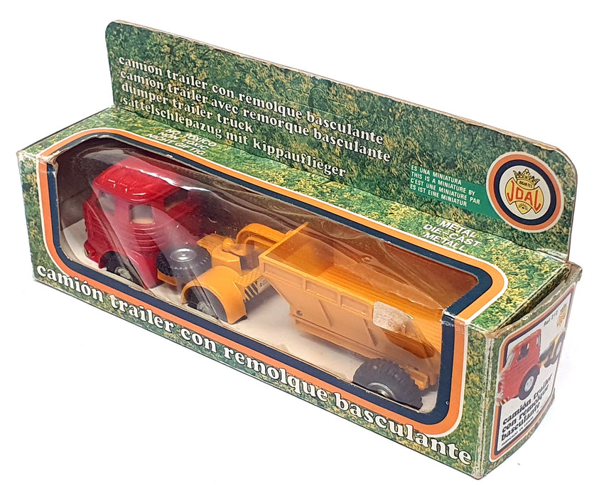 Joal Appx 17cm Long Diecast 212 - Camion Dumper Trailer Truck - Red/Yellow