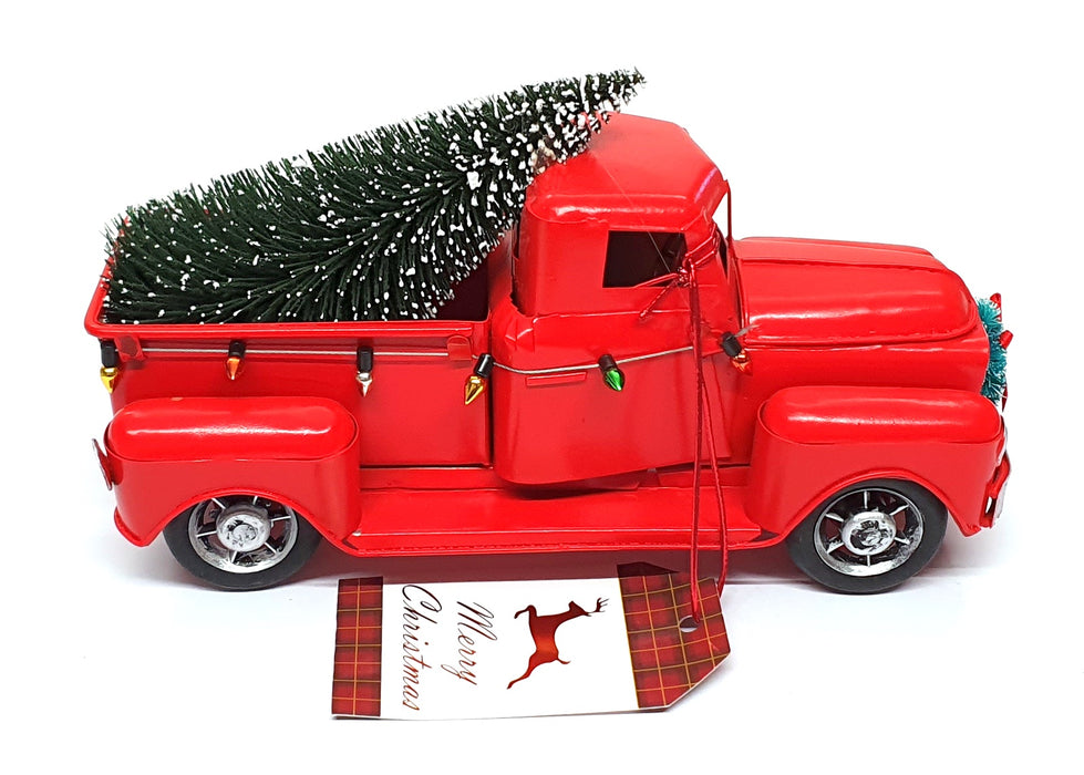 Unbranded 28919 - 21.5cm Long Metal Christmas Pick Up Truck - Red