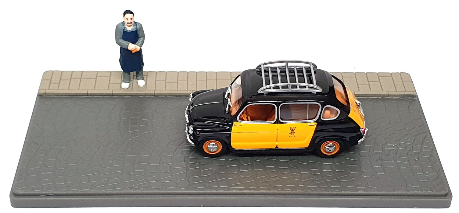 Solido 1/43 Scale DIR123 - 1965 Seat 800 Taxi Diorama - Black/Yellow