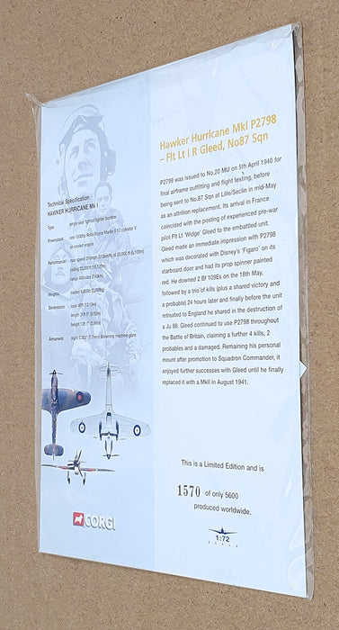 Corgi 1/72 Scale Diecast 49104 - Hawker Hurricane Mk1 Aircraft No. 87 Sqn.