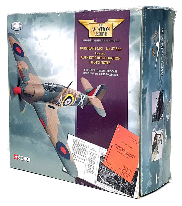 Corgi 1/72 Scale Diecast 49104 - Hawker Hurricane Mk1 Aircraft No. 87 Sqn.