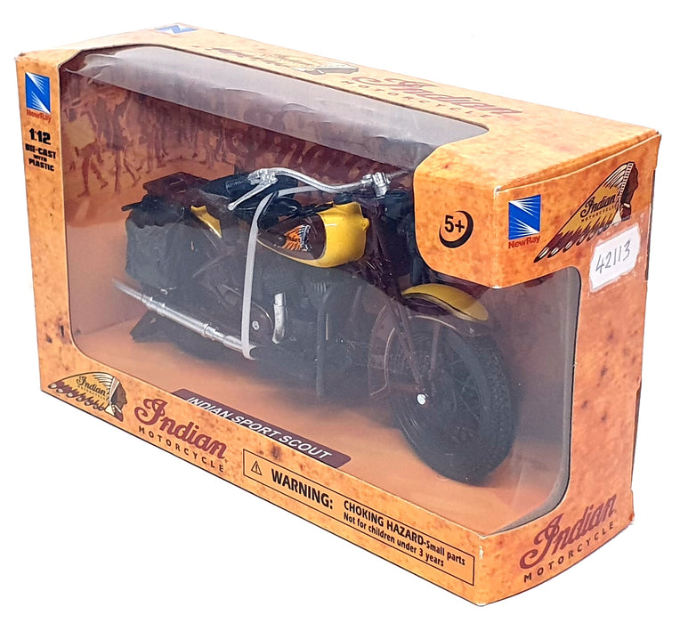 New Ray 1/12 Scale 42113 - Indian Sport Scout Motorbike - Maroon/Yellow