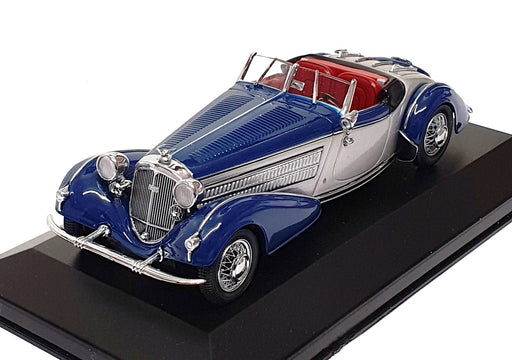 Minichamps 1/43 Scale 436 014202 - 1938 Horch 855 Special Roadster Blue/Silver