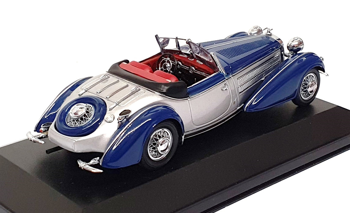 Minichamps 1/43 Scale 436 014202 - 1938 Horch 855 Special Roadster Blue/Silver