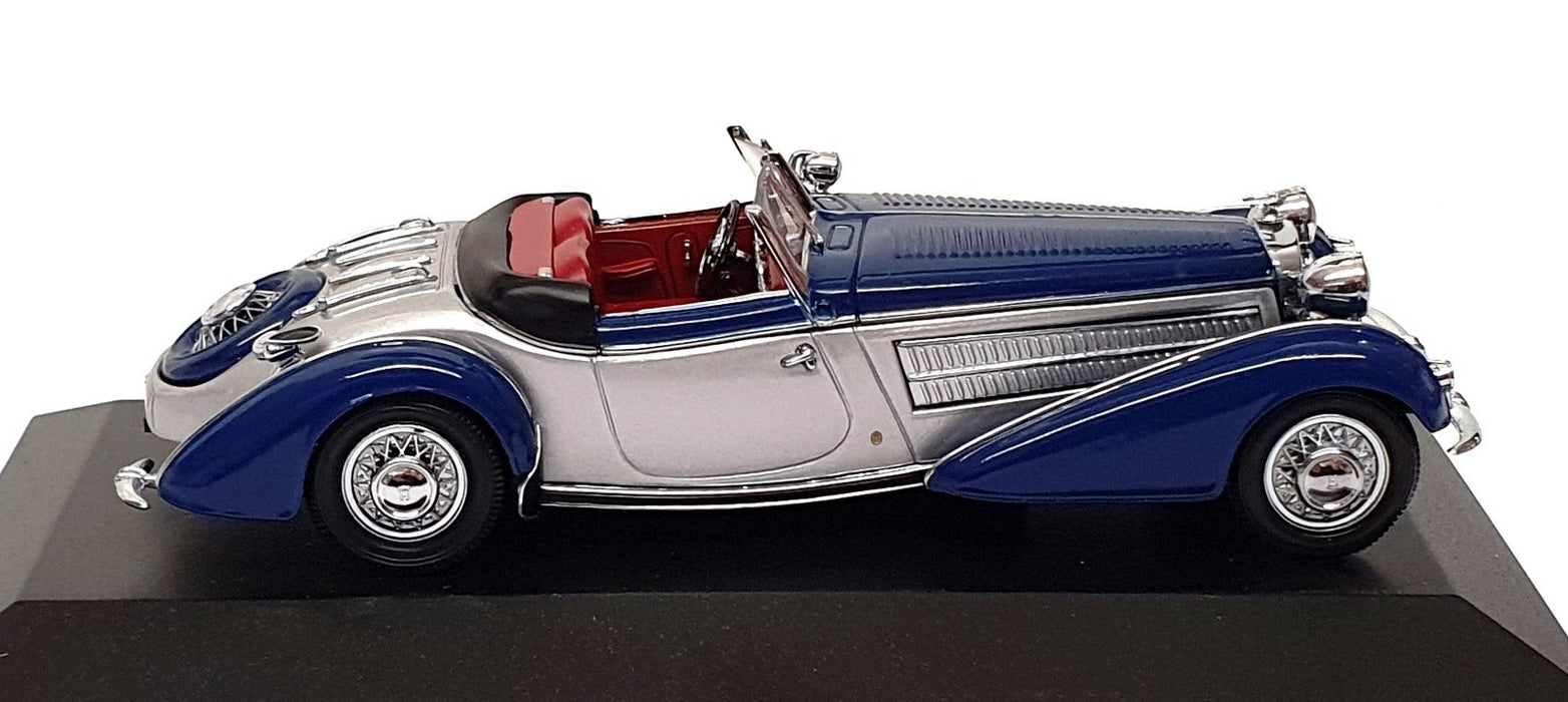 Minichamps 1/43 Scale 436 014202 - 1938 Horch 855 Special Roadster Blue/Silver