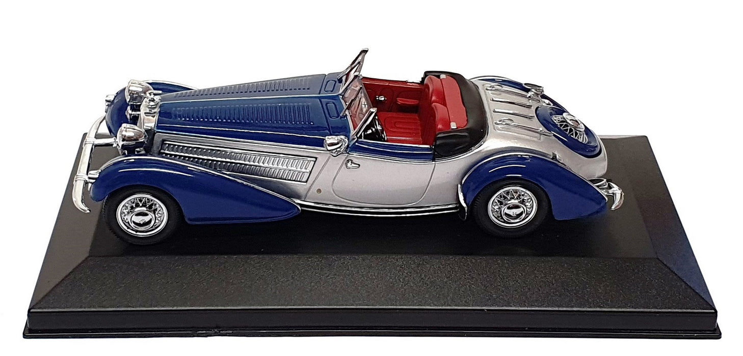 Minichamps 1/43 Scale 436 014202 - 1938 Horch 855 Special Roadster Blue/Silver