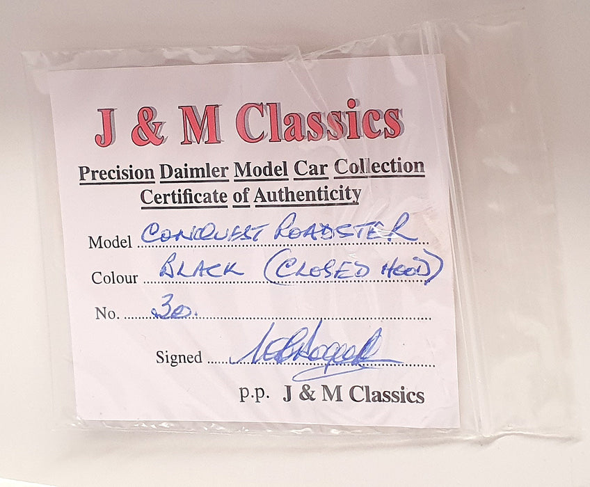 J&M Classics 1/43 Scale No. 30 - Daimler Conquest Roadster (Cloosed Hood) Black