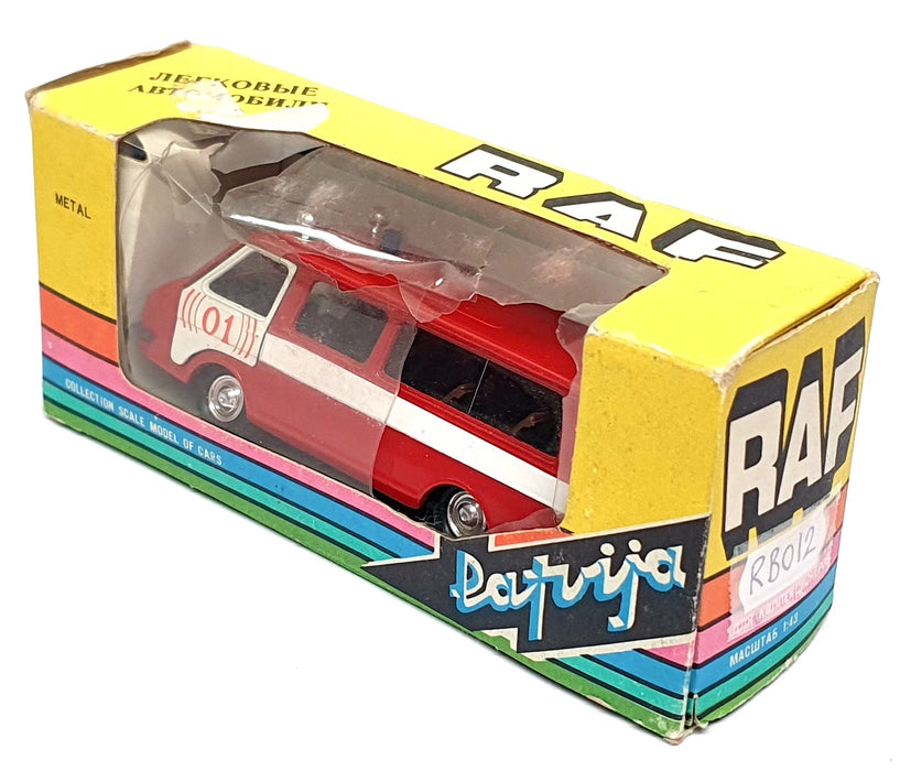 Russian Brand 1/43 Scale RB012 - RAF-2203 Fire Dept. Minibus - Red/White