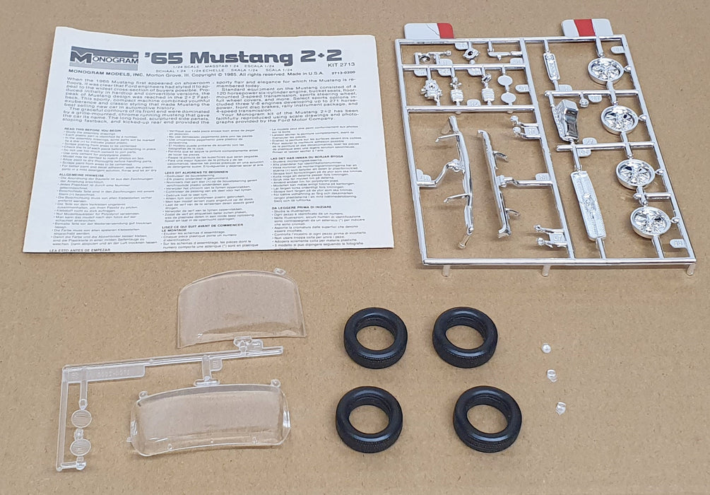Monogram 1/24 Scale Unbuilt Model Kit 2713 - 1965 Ford Mustang 2+2 - Red