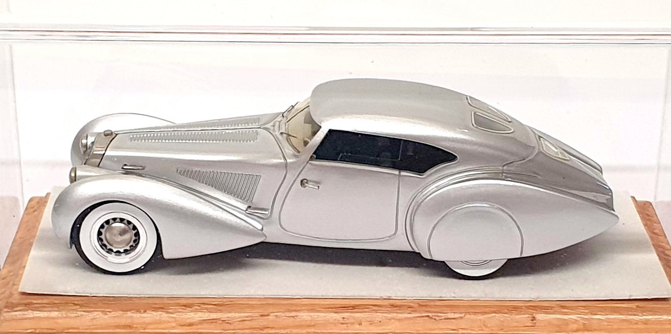 Heco 1/43 Scale Chal004 - 1937 Delage D8 120-S Pourtout Aero Coupe - Silver