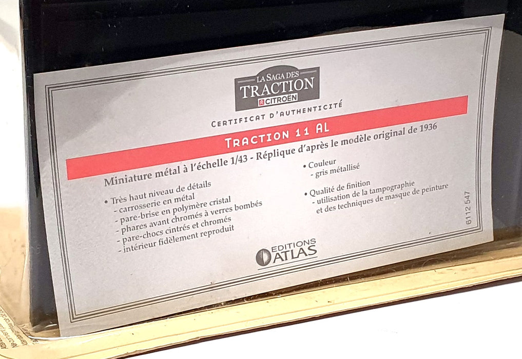 Atlas Editions 1/43 Scale 6112 547 - 1936 Citroen Traction 11 AL - Met. Grey