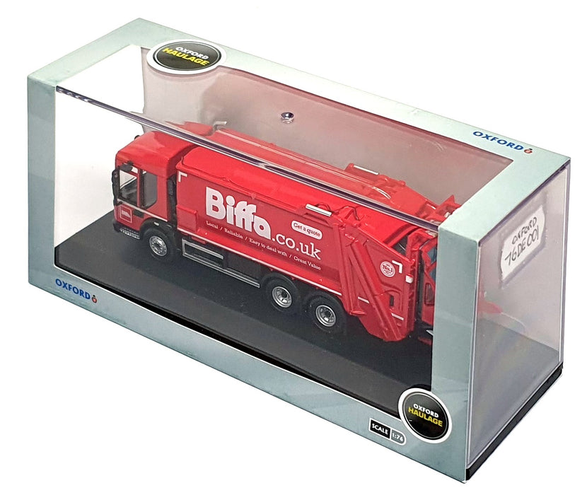 Oxford Diecast 1/76 Scale 76DE001 Dennis Eagle Olympus Refuse Truck Biffa - Red