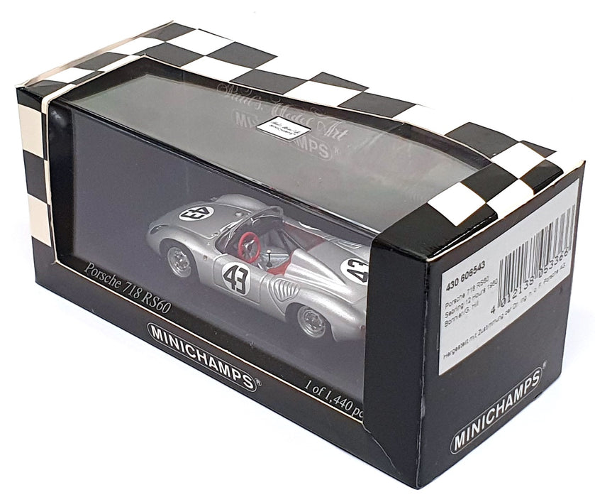 Minichamps 1/43 Scale 430 606543 Porsche 718 RS60 #43 12H Sebring 1960 - Silver