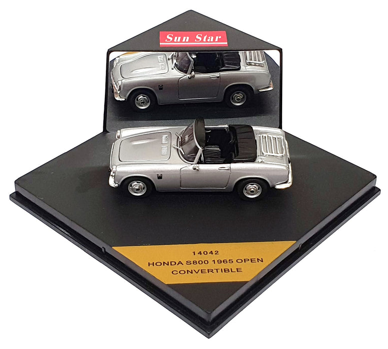 Sun Star 1/43 Scale 14042 - 1965 Honda S800 Open Convertible - Silver 