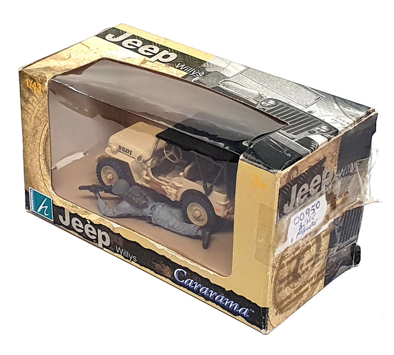 Cararama 1/43 Scale Diecast 00950 - Willys Jeep + Figure - Beige