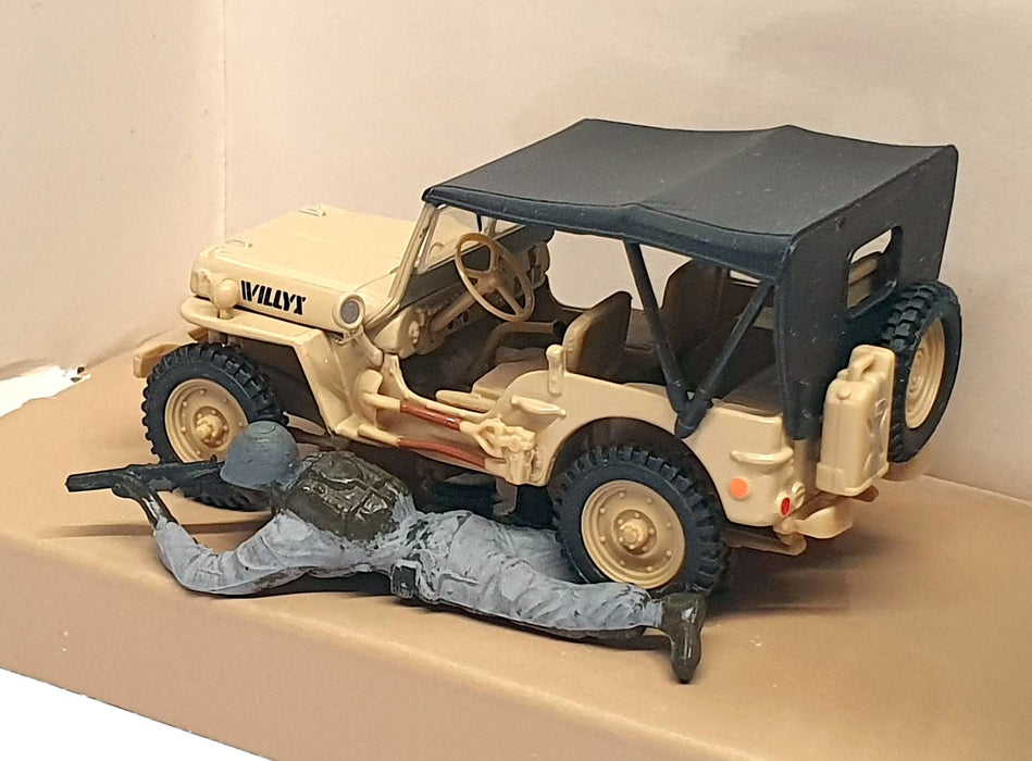 Cararama 1/43 Scale Diecast 00950 - Willys Jeep + Figure - Beige