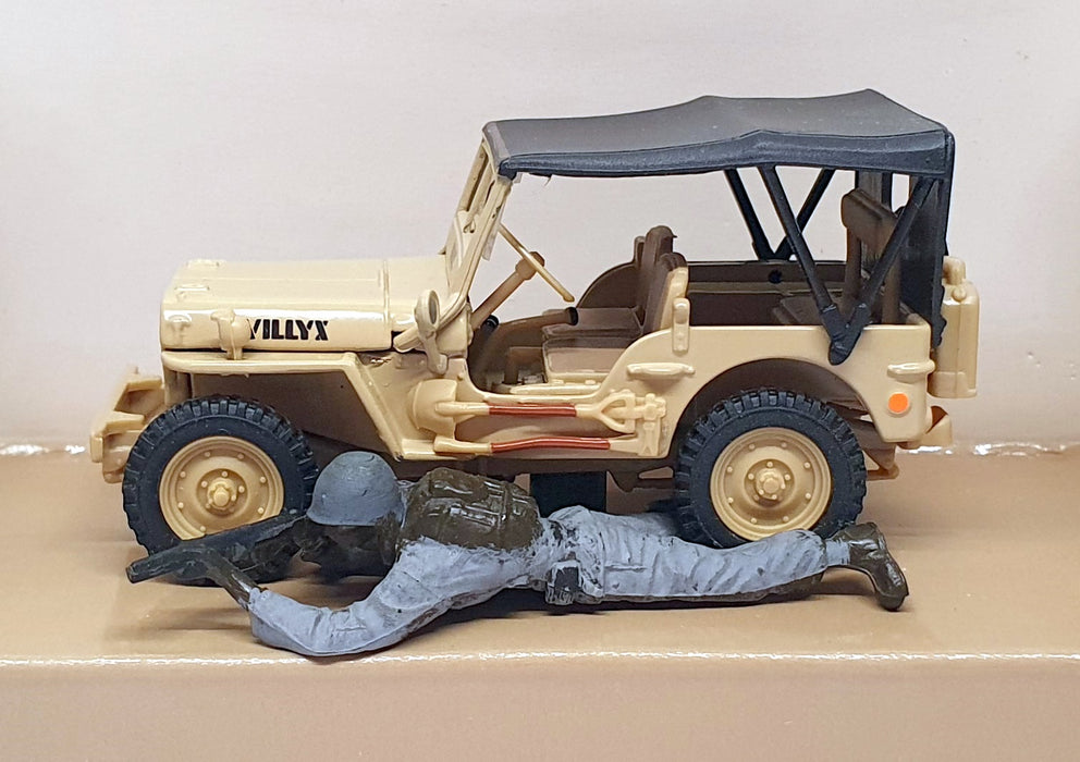 Cararama 1/43 Scale Diecast 00950 - Willys Jeep + Figure - Beige