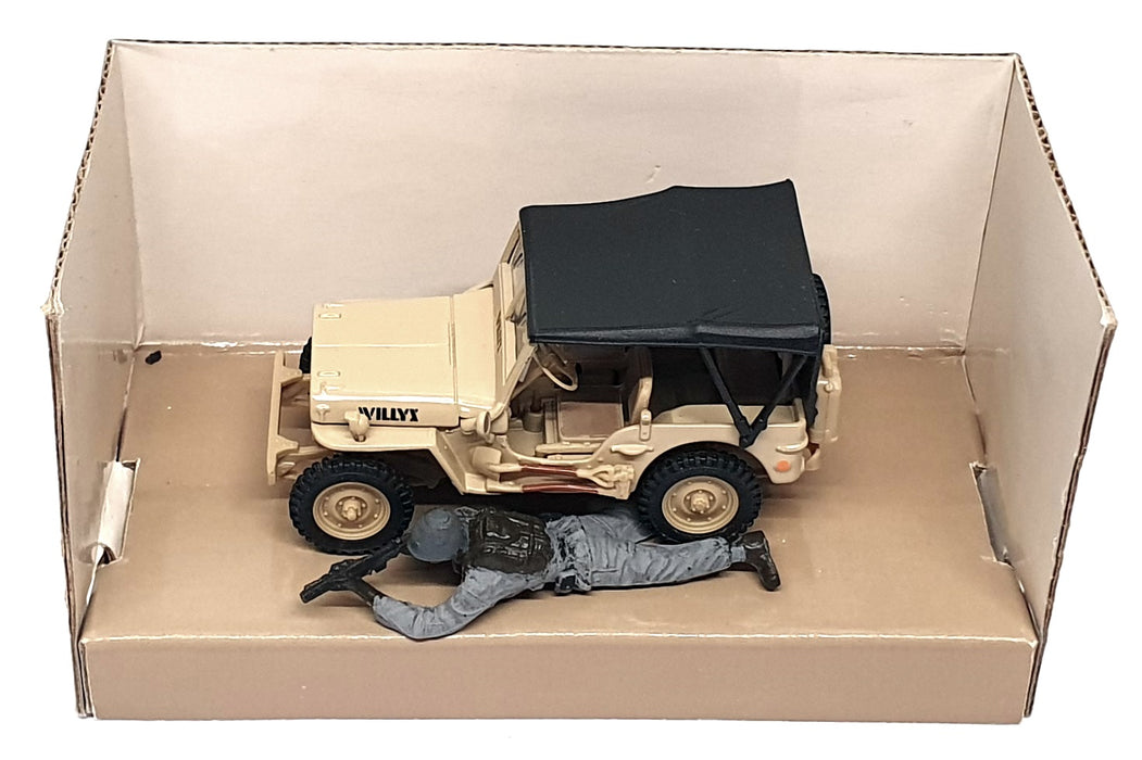 Cararama 1/43 Scale Diecast 00950 - Willys Jeep + Figure - Beige