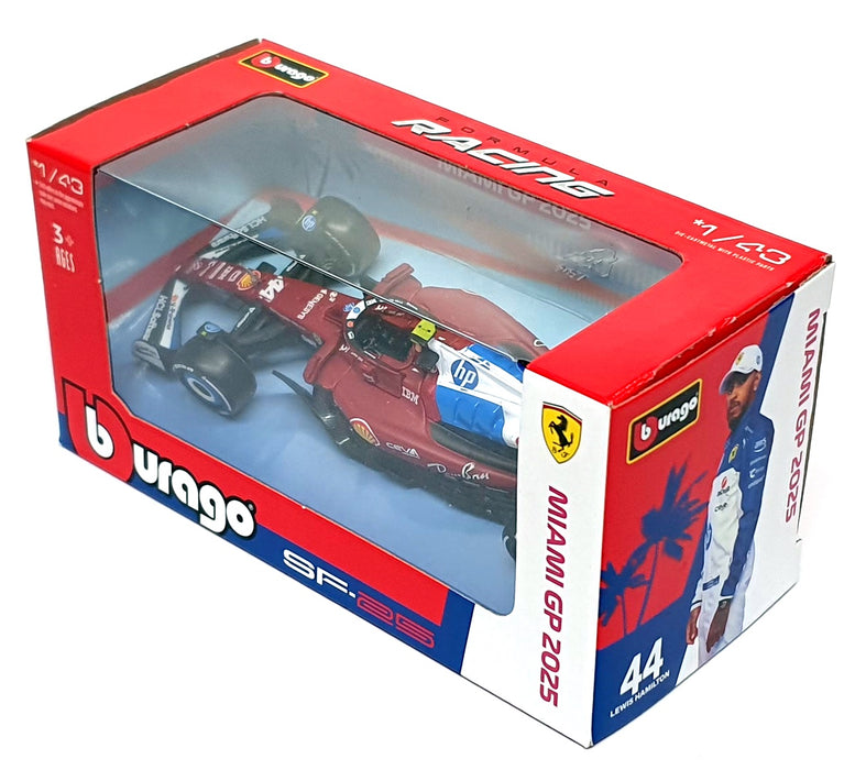 Burago 1/43 Scale 18-36853 - F1 Ferrari SF-25 Miami GP 2025 #44 Hamilton