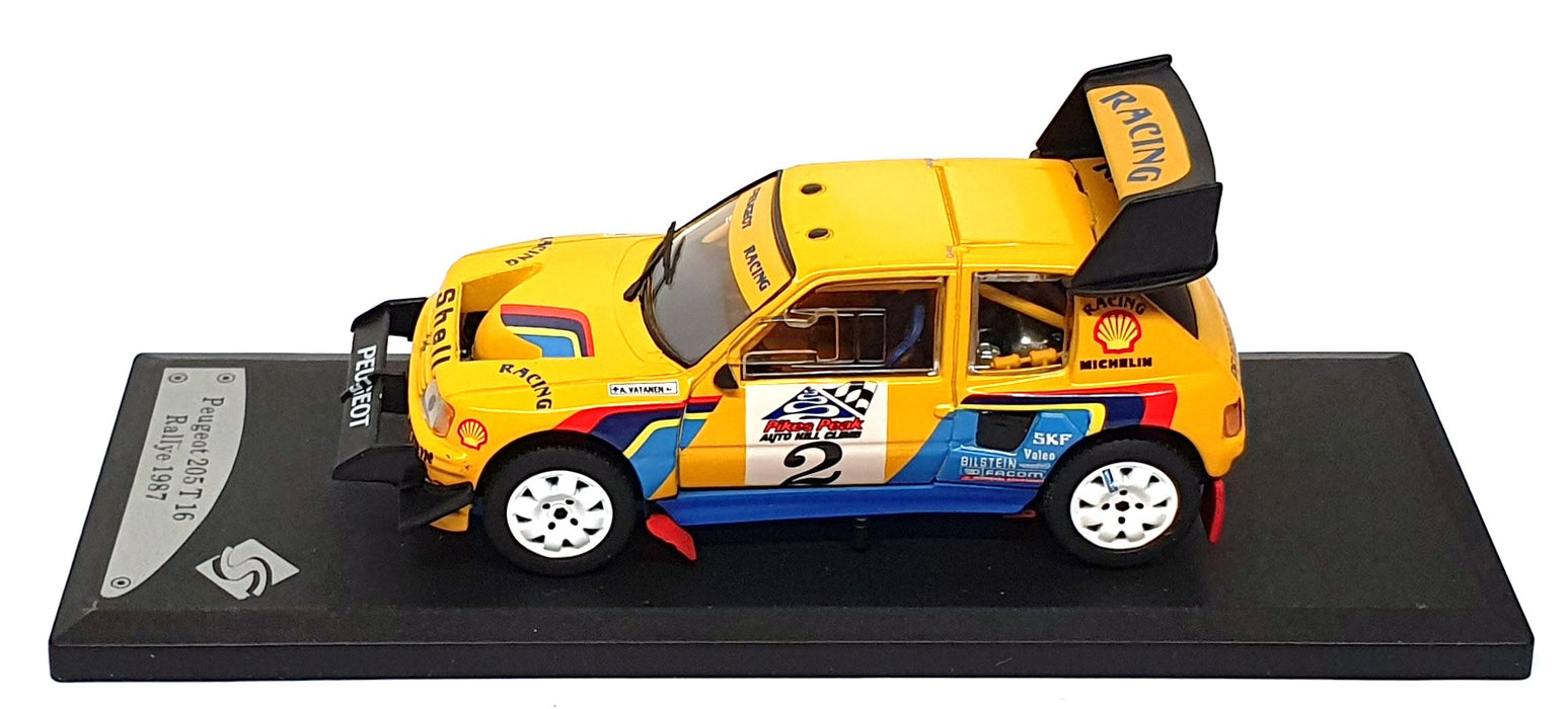 Solido 1/43 Scale 150751 Peugeot 205 T16 #2 Pikes Peak Rally 1987 - Yellow/Blue