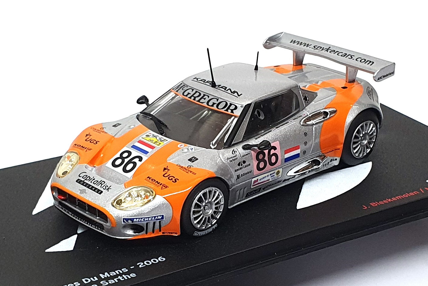 Altaya 1/43 Scale CB8606 - Spyker C8 Spider #86 24h Le Mans 2006 - Silver/Orange