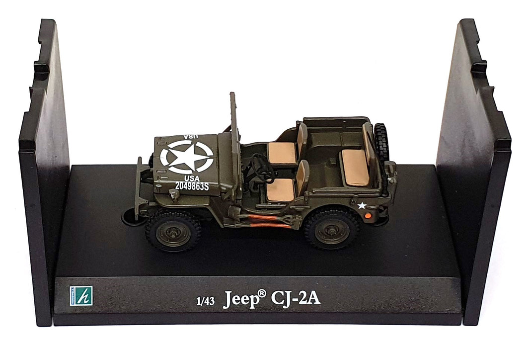 Cararama 1/43 Scale WJ863S - Willys Jeep CJ-2A US Army - Green