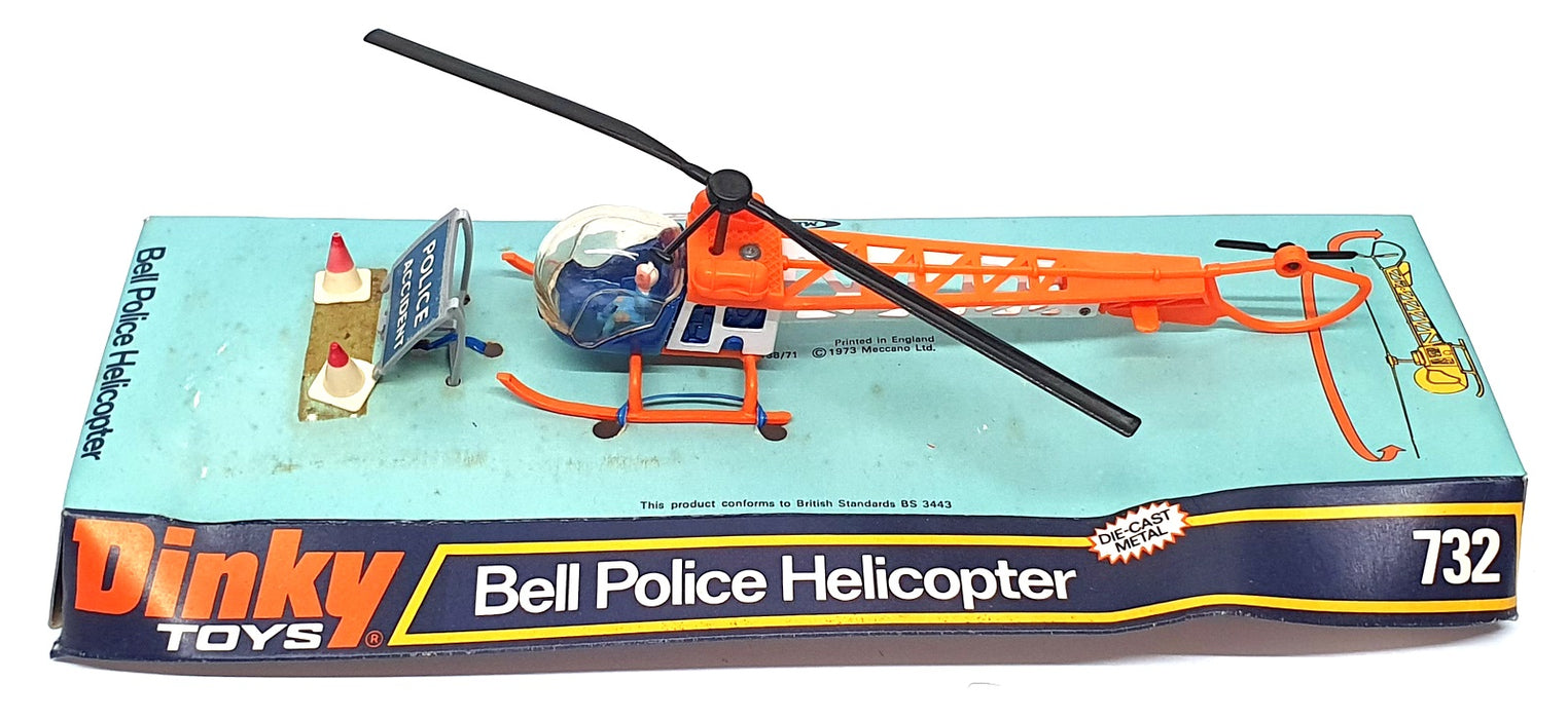 Dinky Toys Original Diecast 732 - Bell Police Helicopter - Blue/White/Orange