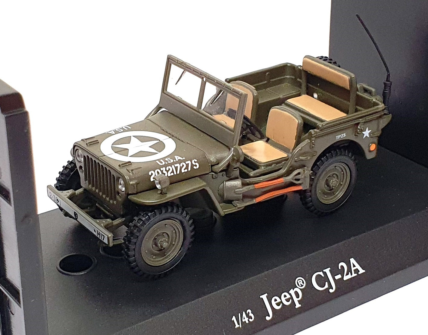 Cararama 1/43 Scale WJ727S - Willys Jeep CJ-2A US Army - Green
