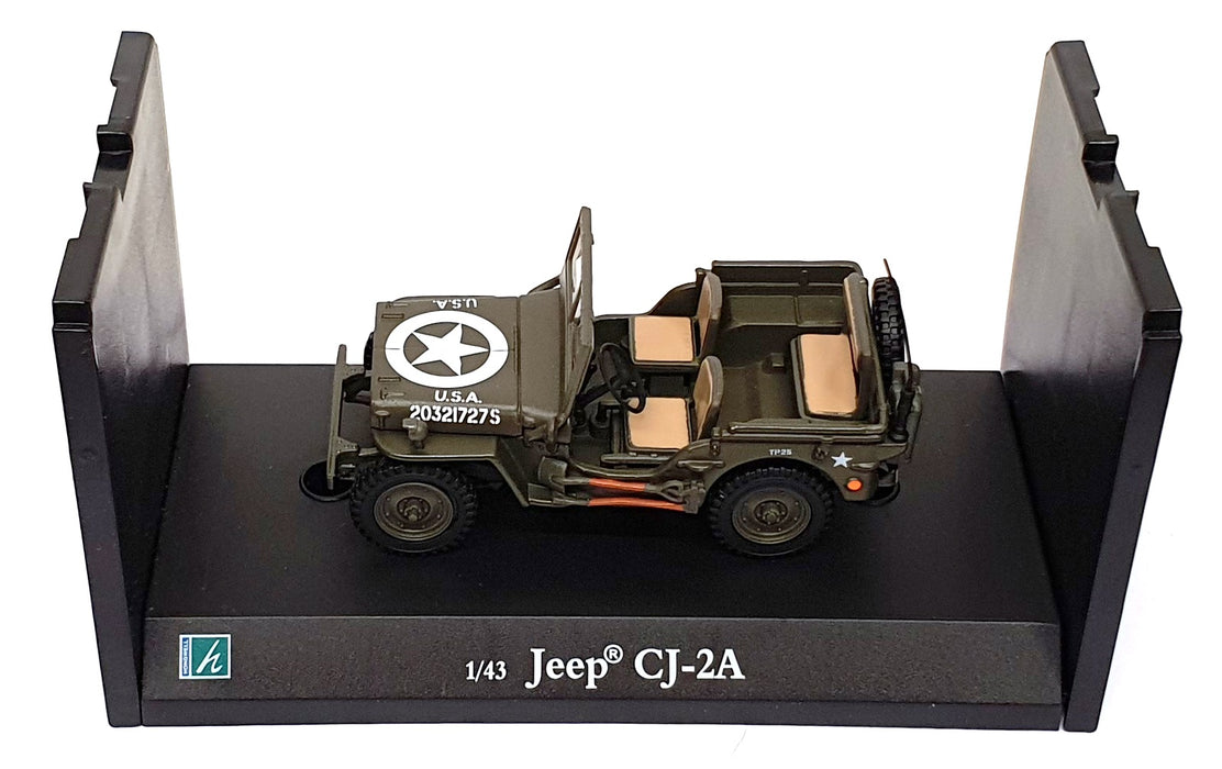 Cararama 1/43 Scale WJ727S - Willys Jeep CJ-2A US Army - Green