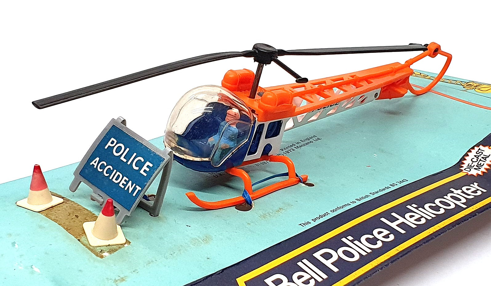 Dinky Toys Original Diecast 732 - Bell Police Helicopter - Blue/White/Orange