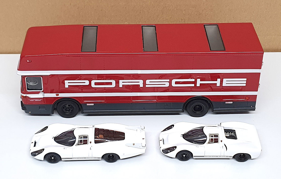 Schuco 1/43 Scale 450372700 - Mercedes Truck & 2 Porsche 908 Langheck/Kurzheck