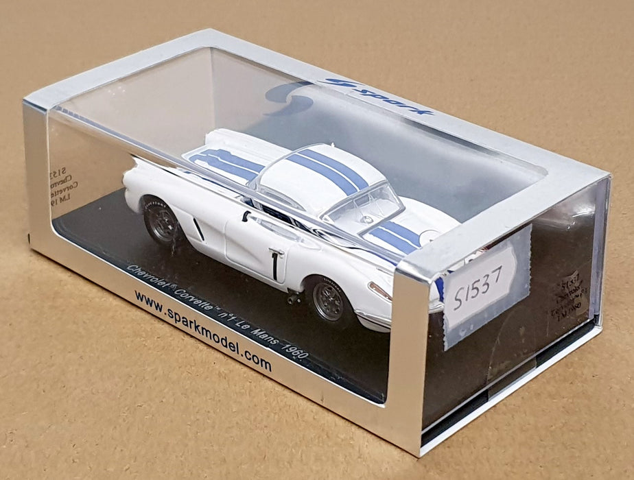 Spark 1/43 Scale S1537 - Chevrolet Corvette #1 Le Mans 1960 Cunningham/Kimberley