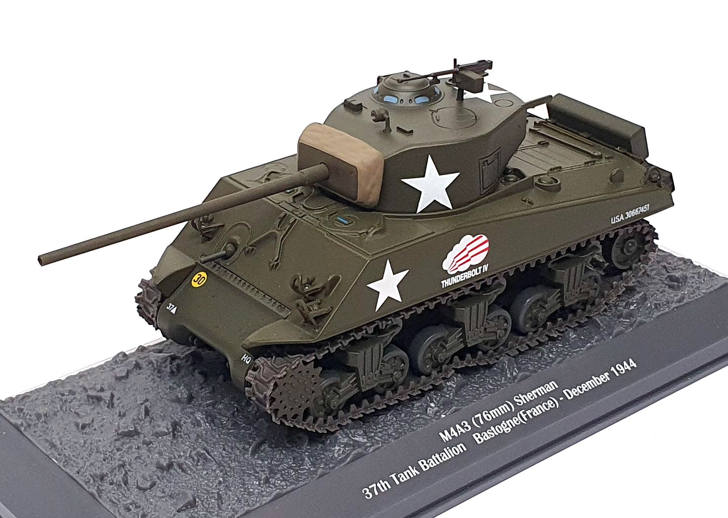 Altaya 1/43 Scale AT1433U - M4A3 Sherman 37th Tank Battalion US Army France 1944