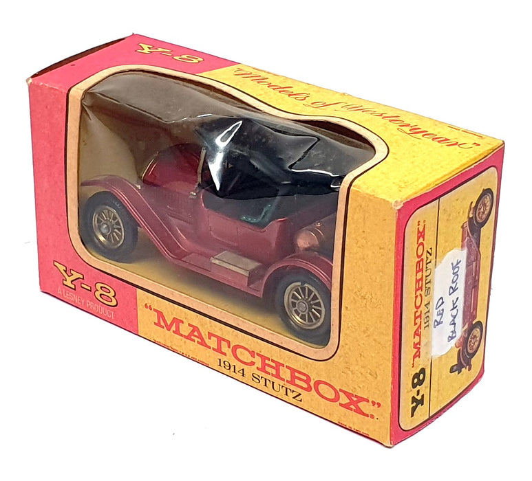 Matchbox Appx 9cm Long Diecast Y-8 - 1914 Stutz - Red/Black Roof