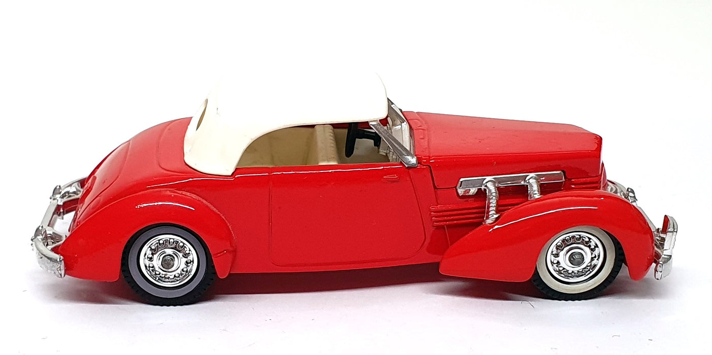 Matchbox Appx 12cm Long Diecast Y-18 - 1937 Cord 812 - Red/White Roof