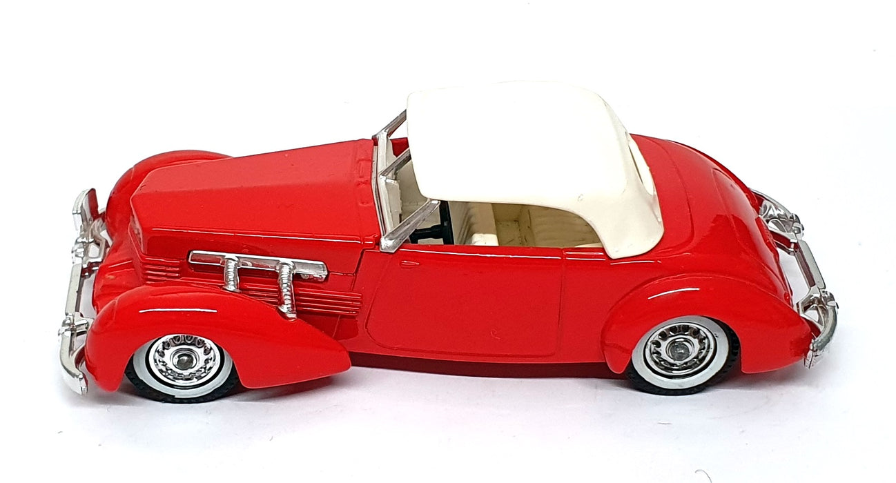 Matchbox Appx 12cm Long Diecast Y-18 - 1937 Cord 812 - Red/White Roof